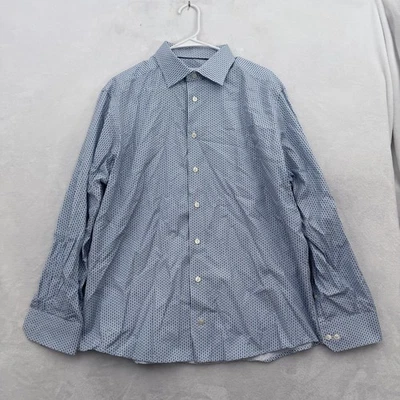 Camisa de vestir contemporánea Eton para hombre 44 17,5 azul geométrica negocios abotonada Foto 1 de 4