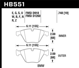 Hawk Performance HB551F.748 HPS Disc Brake Pad - Picture 1 of 4