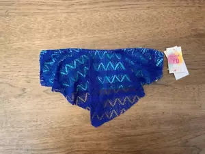 Hula Honey Mint Blue X-SMALL Lace Flounce Lined Bandeau Bikini Swim Top NWT - Picture 1 of 2