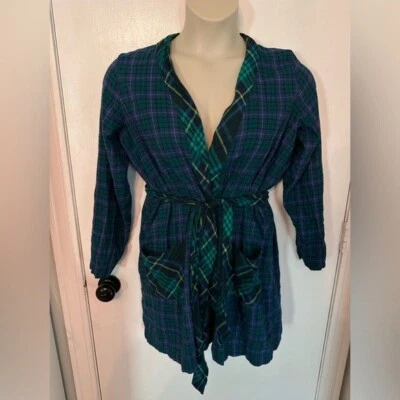 Aerie Bata Mujer Cuadros Azul Verde Talla Mediana #1339 Foto 1 de 4