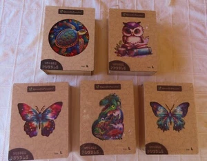 Lot of FIVE (4 sealed) Quordle Wooden Puzzles - Turtle, Butterflies, Dino sz LG - Picture 1 of 7