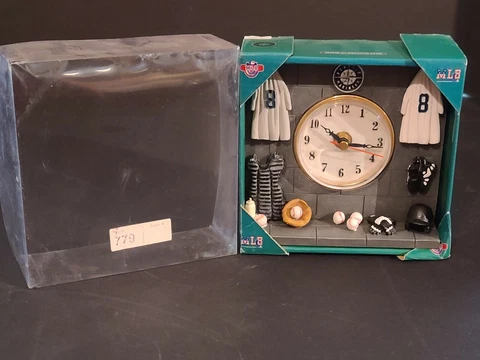 NEW 1994 Official MLB Sports Team Resin Table Top Clock Seattle Mariners Elby Cover