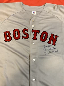 CAMISETA DE LOS BOSTON RED SOX FIRMADA AUTOGRAFIADA POR JIM RICE "8X ALL STAR, 78 AL MVP" RARA - Imagen 1 de 7
