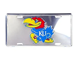 University of Kansas Jayhawks Chrome Metal License Plate Auto Tag Sign - Picture 1 of 1