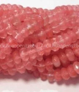 5x8mm Faceted Watermelon Red Tourmaline Gemstone Rondelle Loose Beads 15'' - Picture 1 of 3