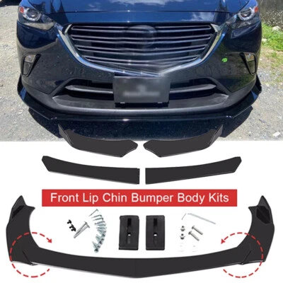 Glossy Black Front+Bumper Lip /Splitter /Spoiler For Mazda CX-3 CX-5 CX-7 Foto 1 de 4