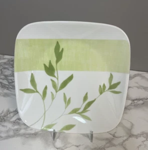 Plato de cena cuadrado blanco hoja verde Corelle Rivage 9" - Imagen 1 de 2