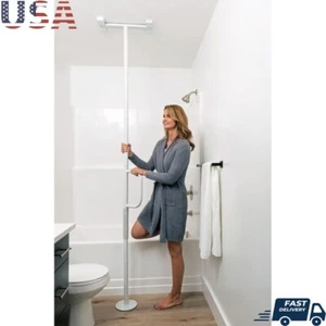 Adjustable Grab Bar Bathroom Safety Rail Elderly Support Fall Prevention Steel - Bild 1 von 7
