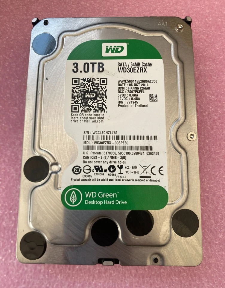 WD Green 3TB SATA 64MB Cache WD30EZRX WD30EZRX-00SPEB0 5400RPM 3.5" Desktop HDD - Image 1 of 2
