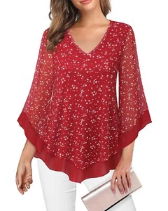 Lotusmile Plus Size Tops for Women Dressy, 3/4 Length Sleeve Womens Tops Plus - Picture 1 of 5