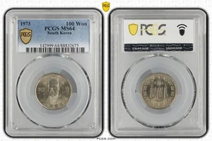SOUTH KOREA 100 Won 1973 PCGS MS64 - Picture 1 of 3