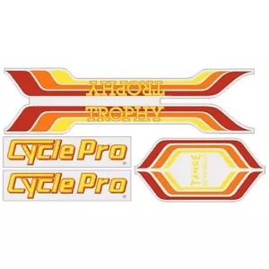 Cycle Pro - TROPHY - Red Orange decal set - old school bmx - Picture 1 of 1