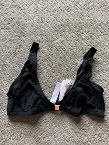 Savage X Fenty Bralette Size L Black Mesh Flocked X Logo Front Closure - Picture 1 of 6