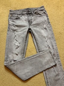 American Eagle Airflex+ Gray Destroyed Men's Skinny Jeans Denim Distressed 31x34 - Picture 1 of 5