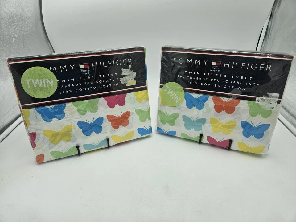 New Tommy Hilfiger TWIN Butterfly Kisses Kids Girls Sheet Set Flat & Fitted  - Image 1 of 4