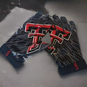 Texas Tech Red Raiders Under Armour Men's XL Football BLACK Gloves Team Issue  - Picture 1 of 4