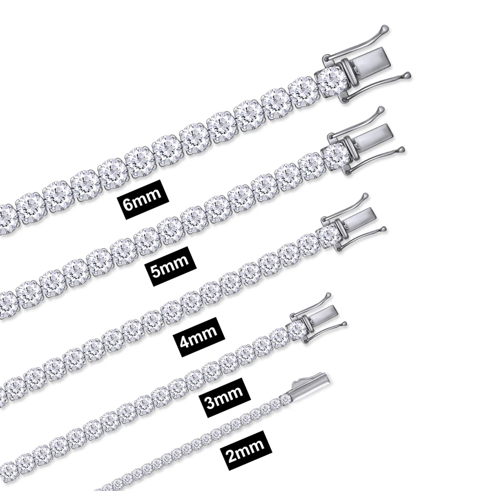 Pulseira de tênis de moissanita de 2 mm a 6 mm de largura prata esterlina 2,40 ct a 26,25 ct - Imagem 1 de 4