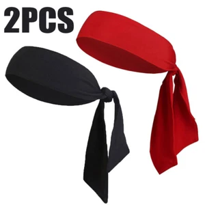 2PCS Head Tie Hair Back Band Sports Headband Unisex Ninja Bandana Wrap Sweatband - Picture 1 of 13