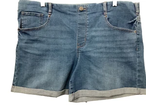 TIME AND TRU CUFFED LEG STRETCH Medium Wash Blue Denim PULL-ON Shorts Sz XL* - Picture 1 of 7