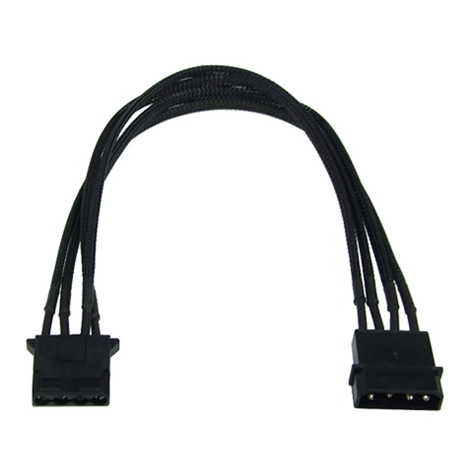 Braided 4pin Male to 4pin Female Molex Extension (45cm) - Black - Image 1 of 1
