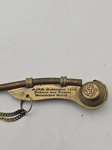 SMS Schwaben 1915 WWI Imperial german Johann von Lessel brass captain whistle - Picture 1 of 4