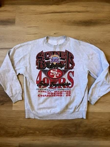 Vintage 1995 San Francisco 49ers Super Bowl 29 Crewneck Sweater Grey Large - Picture 1 of 12