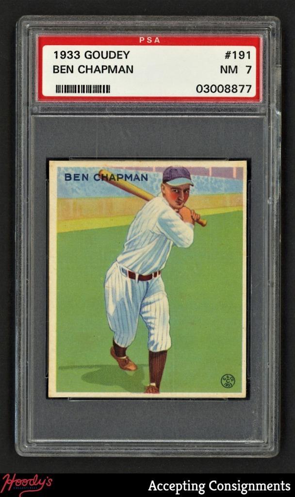 1933 Goudey #191 Ben Chapman RC Yankees ROOKIE PSA 7 NM LOW POP