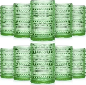 Zubebe 12 Stück Hobnail Trinkgläser 14 oz Longdrinkgläser Vintage geprägt - Bild 1 von 1