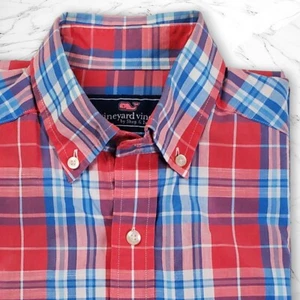 Vineyard Vines Men's Long Sleeve Shirt Size XS Red Check Slim Fit Tucker - Picture 1 of 10