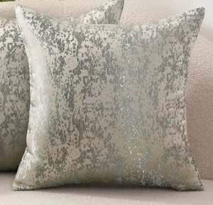 Silver Gray Jacquard Icy Abstract Design Luxury Throw Pillow Cover Home Decor - Picture 1 of 6