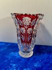 Vintage Anna Hutte Ruby Red Crystal Vase Germany 6.25