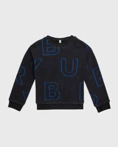 BURBERRY Edgar Scattered Logo Sweatshirt Little Boys 10Y Navy/Black Pullover L/S - Picture 1 of 17
