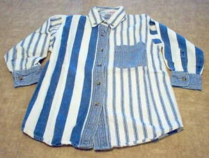 Metro Express Boys Size 5 Long Sleeve Shirt, Blue/White Stripes, 100% Cotton - Picture 1 of 3