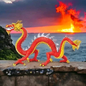 Juguete Draco con Cuernos Safari Ltd Draco Fantasía Mítico Oriental Rojo Oro - Imagen 1 de 10