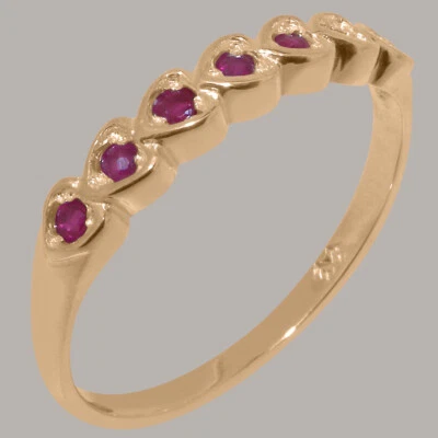 Anillo de eternidad sólido de oro rosa de 9 quilates con rubí natural para mujer - tallas de la J a la Z Foto 1 de 4