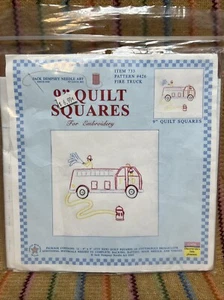 Nursery Quilt Blocks - 9” x 9” Transportation - Jack Dempsey Fire Truck 733 426 - Picture 1 of 7