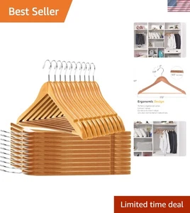 Ergonomic Wooden Hangers - 20-Pack with Stylish Chrome Hooks for Quality Storage - Imagen 1 de 10