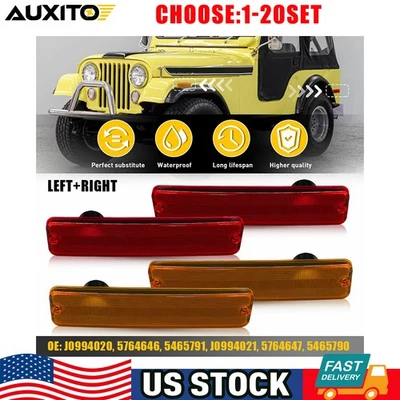 For Jeep Cherokee SJ Grand Wagoneer J10 J20 CJ7 Amber Red Side Marker Lamp 4-20X - Image 1 of 4