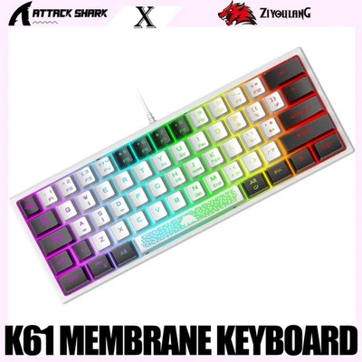 Teclado para juegos ZIYOULANG K61 60 % mini membrana con cable, retroiluminado RGB ultracompacto - Imagen 1 de 4