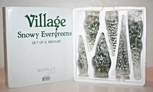 Juego de 6 árboles de hoja perenne nevados medianos Dept 56 Village retirados 52613 NUEVO - Imagen 1 de 4
