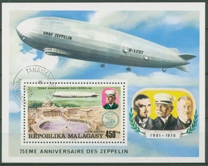 Madagaskar 1976 75 Jahre Zeppelin Luftschiffe Block 11 gestempelt (C62608) - Picture 1 of 1