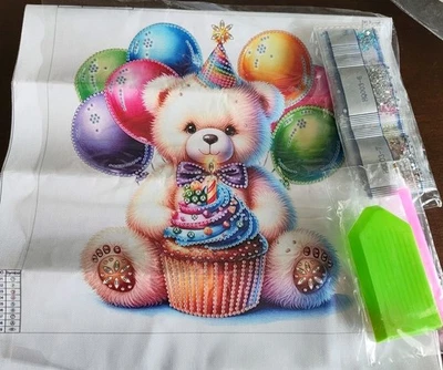Diamond Painting 5D DIY PARTIAL 30x30cm 🐝 PARTY BEAR BALLOONS 93 🐝 Free Post - Imagem 1 de 2