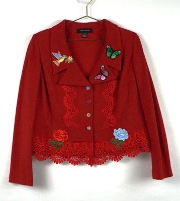 CHAQUETA ST JOHN ROJA BOTONES DECORACIÓN TALLA 10 Foto 1 de 4