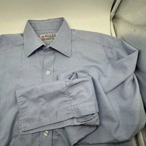 Turnbull & Asser Men’s Dress Shirt Cotton 16.5 - 42 Blue French Cuff Nieman Marc - Picture 1 of 13