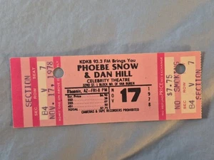 November 11-17-78 1978 PHOEBE SNOW DAN HILL Ticket Stub Phoenix Arizona - Picture 1 of 2