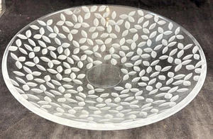 Tiffany and Co Crystal Clover 14 Inch Round Bowl Gray Cut Plant Design - Picture 1 of 6