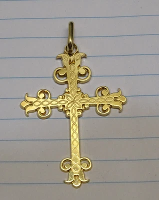 -BELLE CROIX PENDENTIF plaqué OR ETAT NEUF BIJOU ANCIEN RELIGION VITRINE   D - Photo 1/4