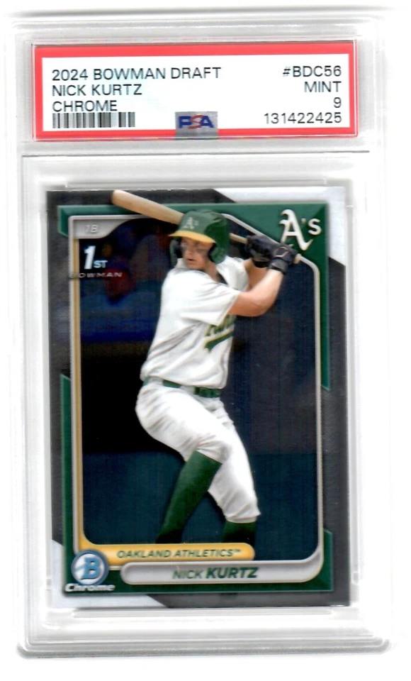 Nick Kurtz 2024 Bowman cromo borrador #BDC-56 novato PSA 9 COMO NUEVO ROY A's Foto 1 de 1
