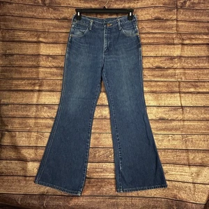 Vintage Wrangler Jeans Mens 32x30 Flare Leg Denim USA Made Western 70s 925DEN - Picture 1 of 12
