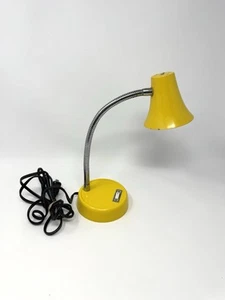 VINTAGE Underwriters Laboratories Yellow Portable Gooseneck Desk Lamp MCM Works - Picture 1 of 16